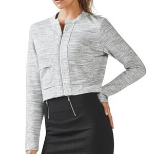 Fabletics Women's Magnolia Jacket Heather Gray Cropped Athleisure Size XL
